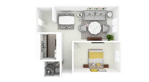 One Bedroom, One Bath, 549 Sq. Ft. Floor Plan at Olde Towne Apartments, 45042